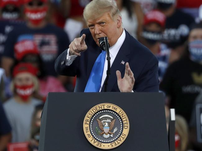 Donald Trump spent US Sunday addressing voters in California and Nevada. Picture: AFP