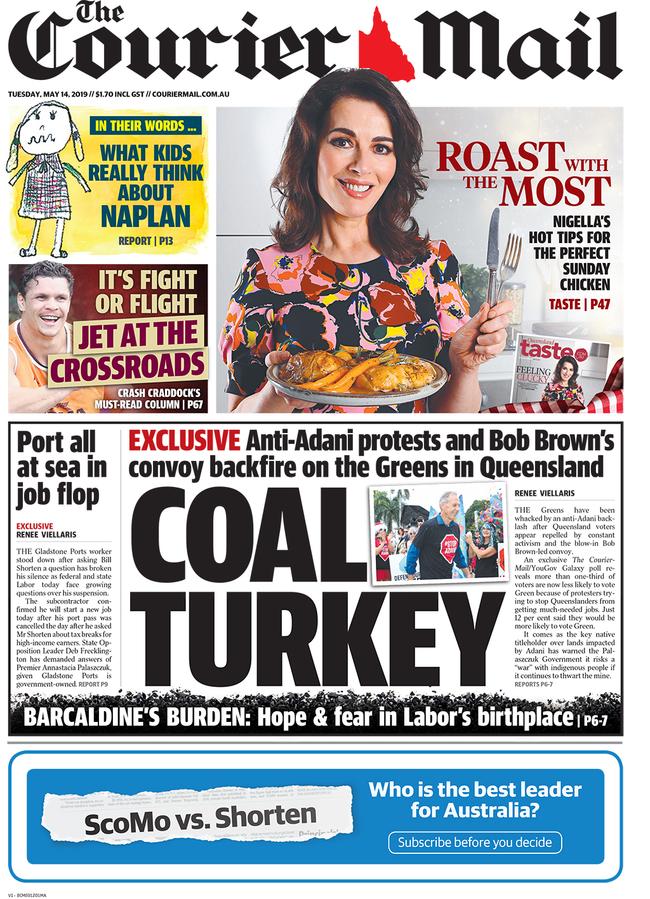 The Courier-Mail front page for May 14, 2019