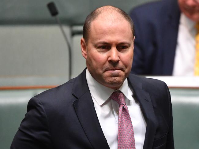 Treasurer Josh Frydenberg arrives for Question Time in the House of Representatives at Parliament House in Canberra, Thursday, May 14, 2020. (AAP Image/Mick Tsikas) NO ARCHIVING