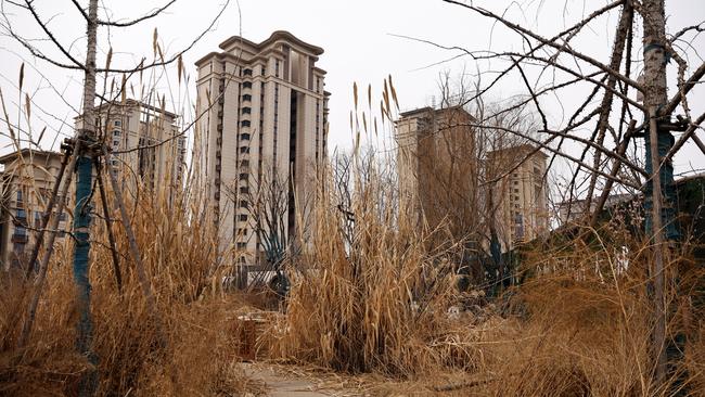 An unfinished residential compound developed by China Evergrande Group in the outskirts of Shijiazhuang, Hebei province, China.