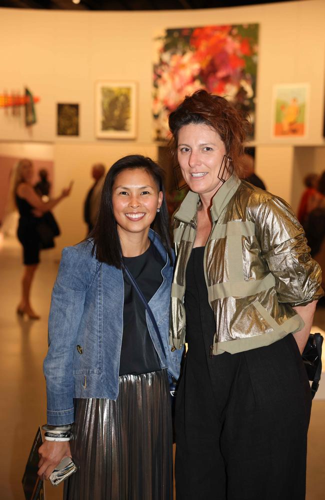 Kannitha Ly and Chelsea Jewell at the Here and Now gallery opening at HOTA for Gold Coast at Large. Picture, Portia Large.