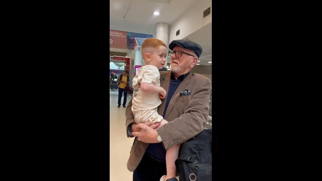 Grandparents surprise grandson for Christmas at Sydney airport