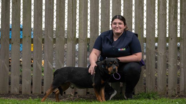 GAWS Animal Attendant Alyssa Doyle with 9 year old Blade are experience more animals handed in because of cost of living increases. Picture: Brad Fleet