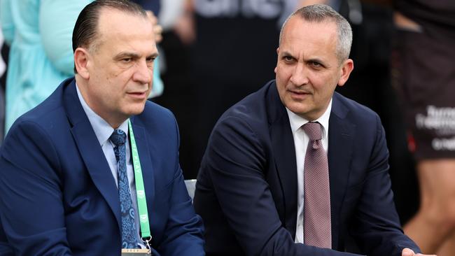 Peter V'landys, Chairman of the Australian Rugby League Commission and Andrew Abdo, Chief Executive Officer of the NRL (Photo by Matt King/Getty Images)