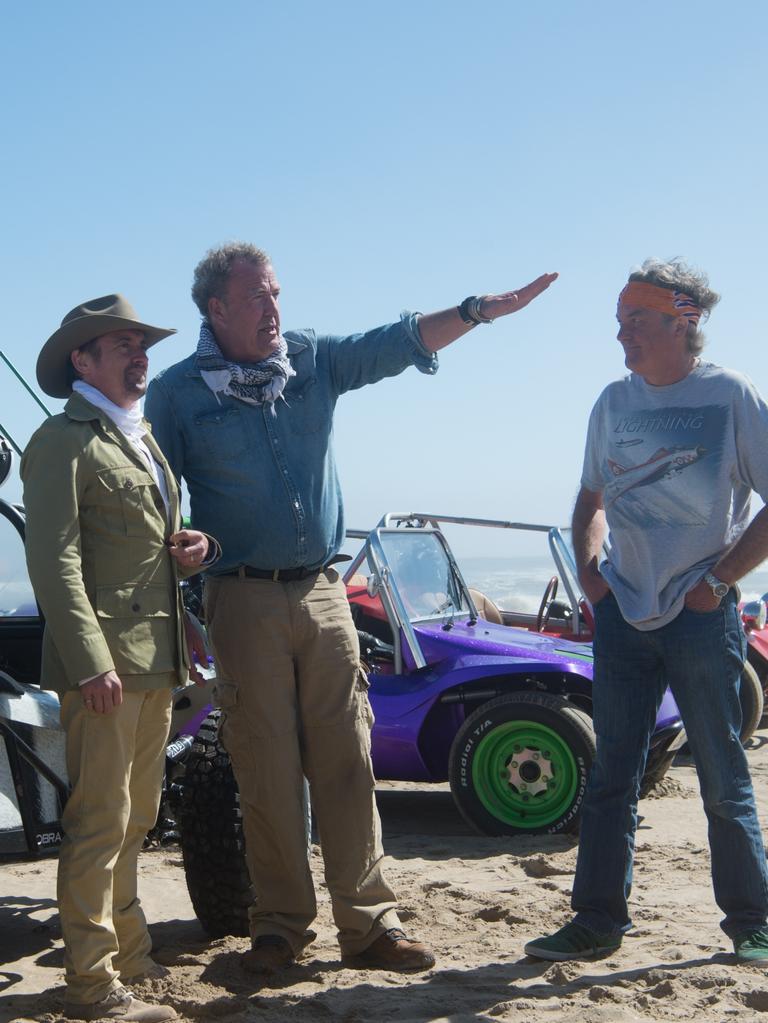 The trio filming The Grand Tour in Namibia.