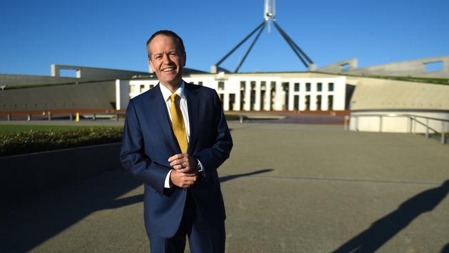 Bill Shorten outside Parliament House today.