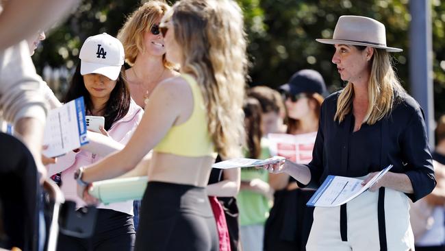 Liberal candidate Michelle Stephenson pictured talking to voters. Picture: Sam Ruttyn