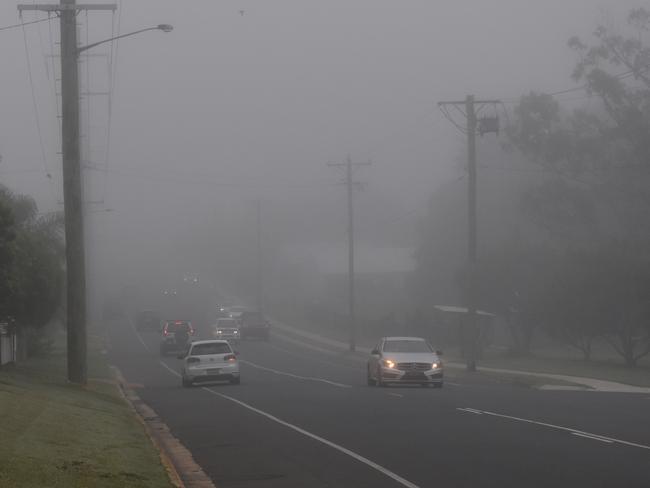 Looking down Main St, Hervey Bay as Thursday fog rolls over the Fraser Coast on April 22. Photo: Stuart Fast