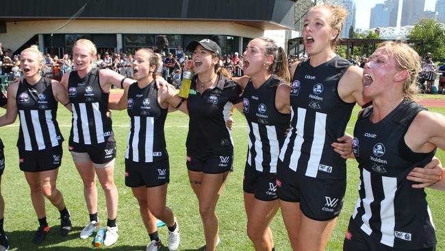 The Pies sang their song with pride and gusto, but this season was about so much more than wins and losses. Picture: David Crosling