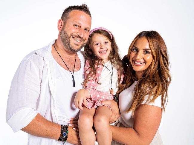 Kindergarten student Aaliyah Sciamanna with mum Stefania and dad Joseph. Aaliyah wants to be a teacher when she grows up, just like mum. Picture: Tom Parrish