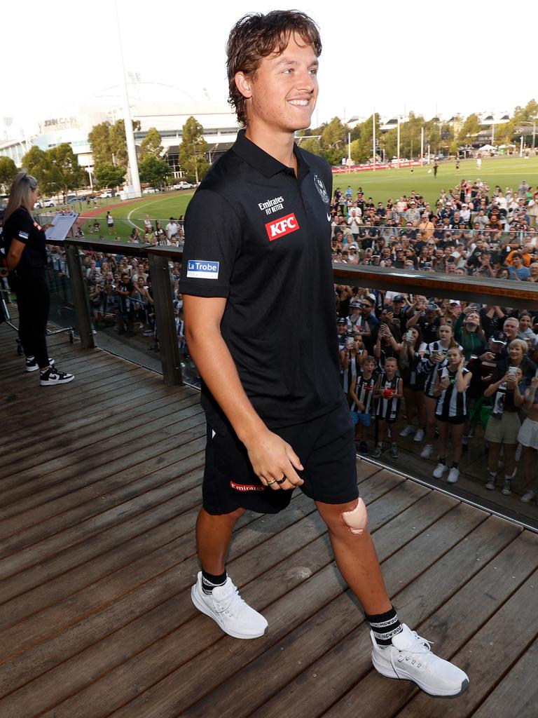 Jack Ginnivan after coming off early in Friday night’s scratch match with a cut knee.