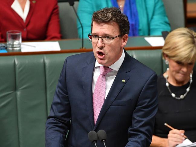 Minister for Human Services Alan Tudge during Question Time in the House of Representatives at Parliament House in Canberra, Tuesday, September 5, 2017. (AAP Image/Mick Tsikas) NO ARCHIVING