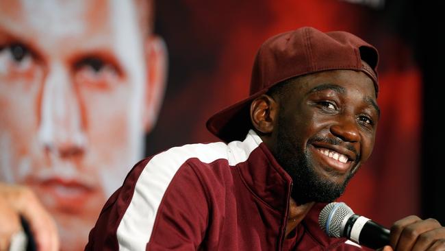 Terence Crawford speaks during a news conference after his ninth-round TKO over Jeff Horn to win their WBO welterweight title fight at MGM Grand Garden Arena on June 9, 2018 in Las Vegas, Nevada. Now he’s on the Gold Coast for a special speaking event. (Photo by Steve Marcus/Getty Images)