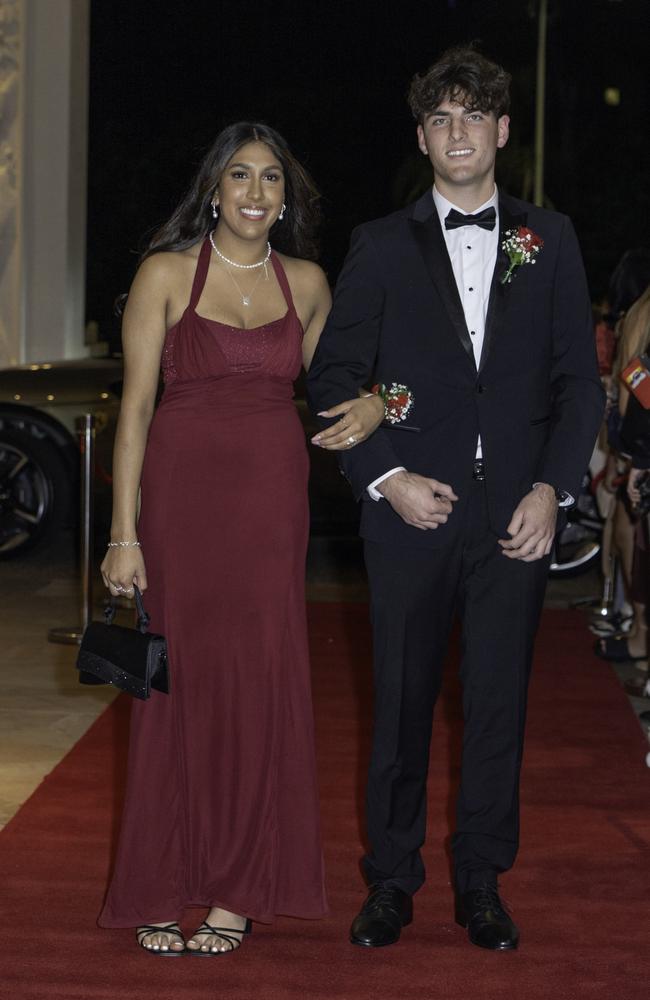 Kinari Patel and Lucas Hawkins at the 2024 Somerset College formal red carpet. Picture: Paul A. Broben