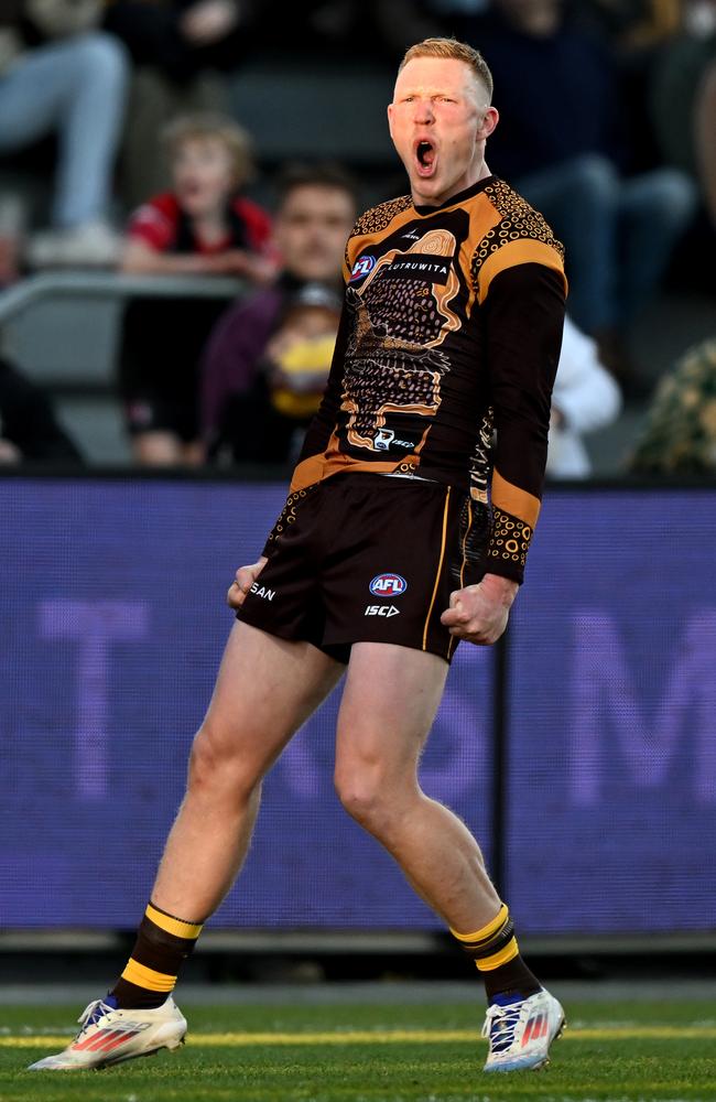 James Sicily was the hero for the Hawks. Picture: Steve Bell/Getty Images