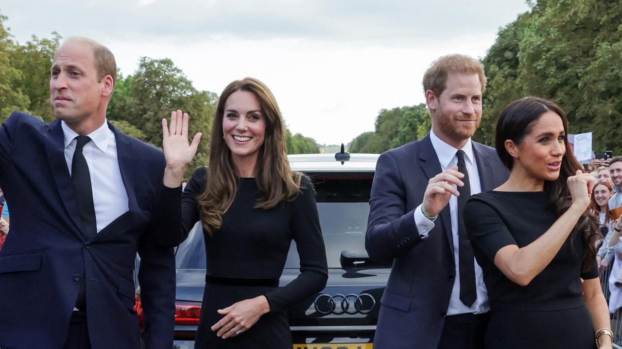 The Queen’s death has been met with a rare show of unity from William, Harry and their respective wives. Picture: AFP