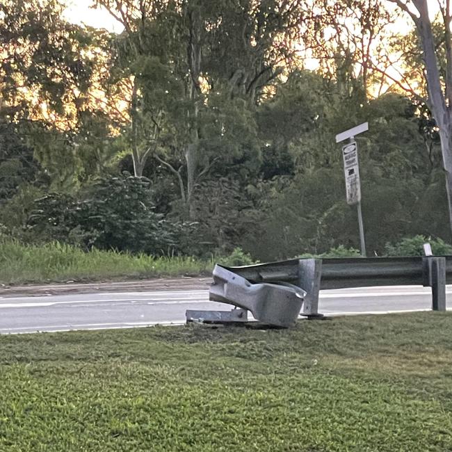 Emergency crews rushed to the George L Vickers bridge at Marian after a ute carrying three women and three dogs left the road and crashed down a 10m embankment and into mangroves. Picture: Janessa Ekert