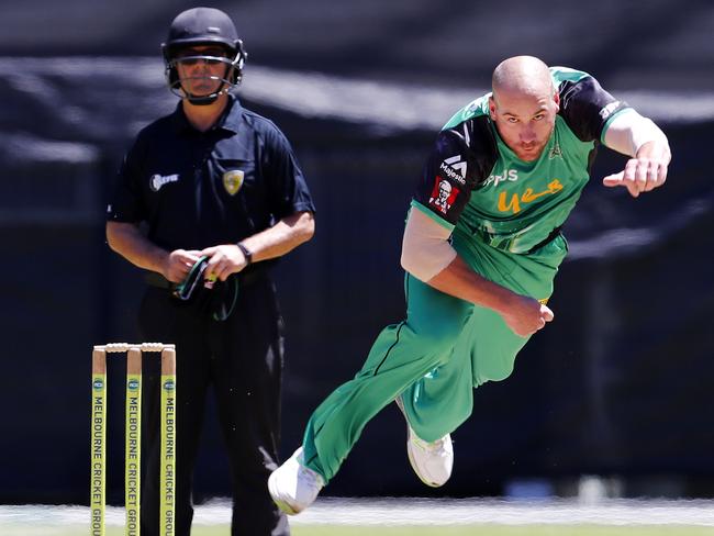 John Hastings sends one down for the Melbourne Stars. Picture: Michael Klein