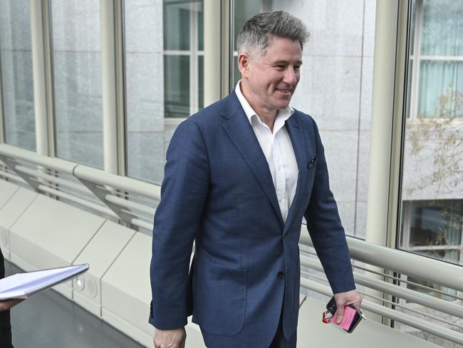 CANBERRA, Australia, NewsWire Photos. June 21, 2024: Mike Sneesby, Nine Entertainment Chief Executive Officer, leaves the Joint Select Committee on Social Media and Australian Society at Parliament House in Canberra. Picture: NewsWire / Martin Ollman