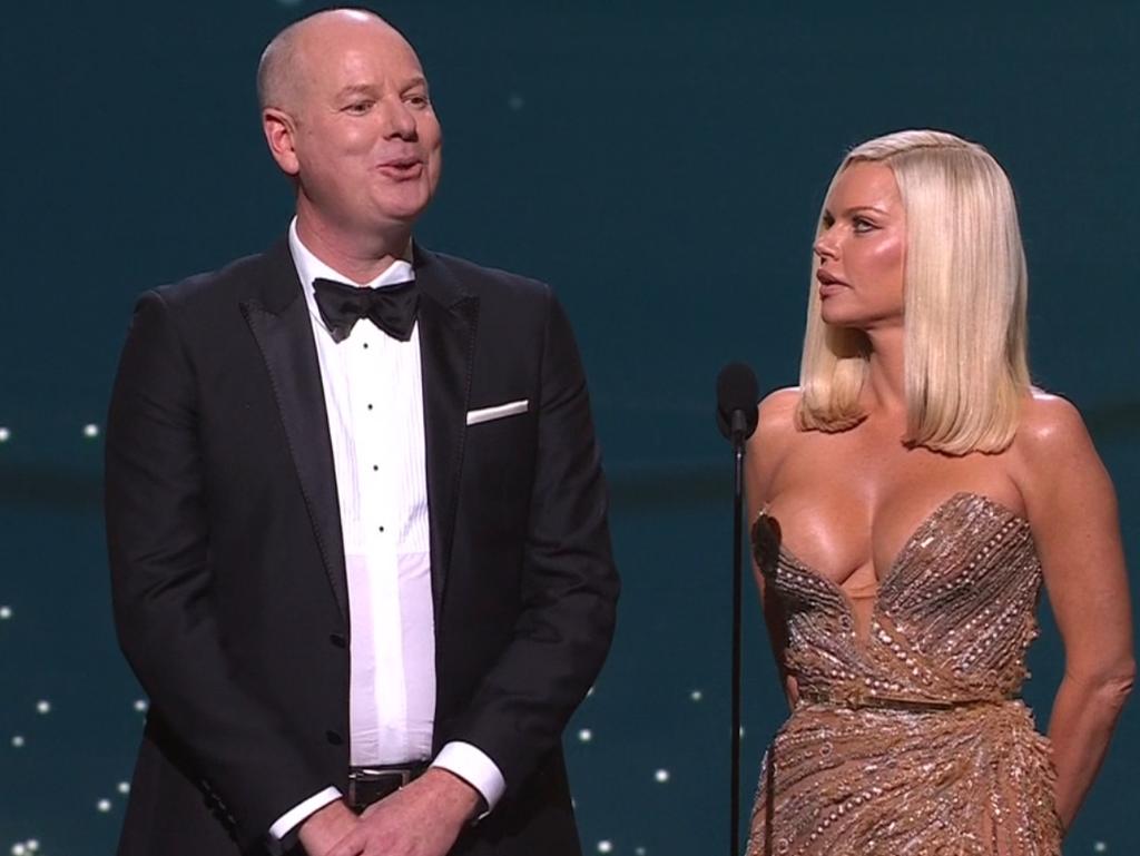 Tom Gleeson and Sophie Monk at the Logies. Picture: Nine