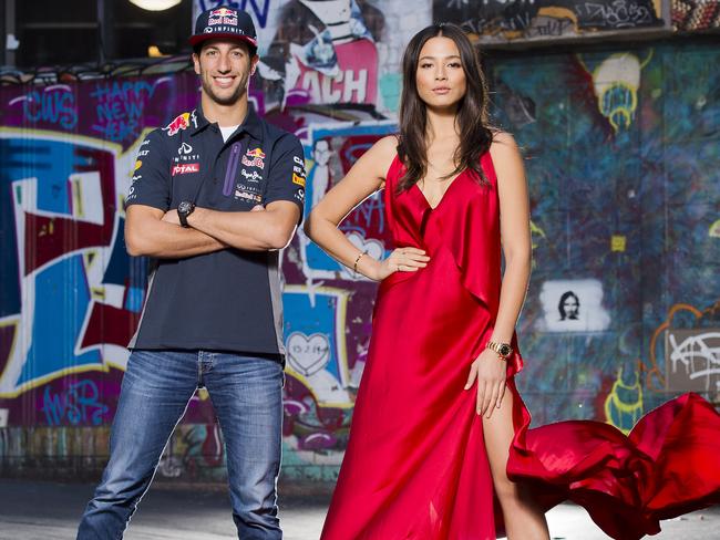 Are they or aren’t they? F1 driver Daniel Ricciardo and model Jessica Gomes. Picture: Jason Edwards