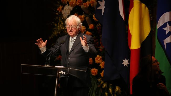 Bill Kelty at the State Memorial Service for the former Prime Minister Bob Hawke. Picture: Richard Dobson