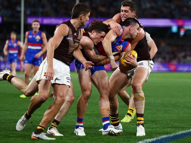 The Hawks came with intent on Thursday night. Picture: Morgan Hancock/Getty Images
