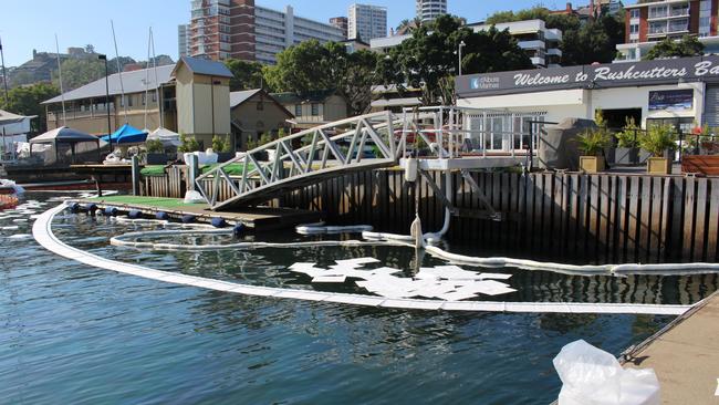 The leak at Rushcutters Bay occurred in front of the marina building.