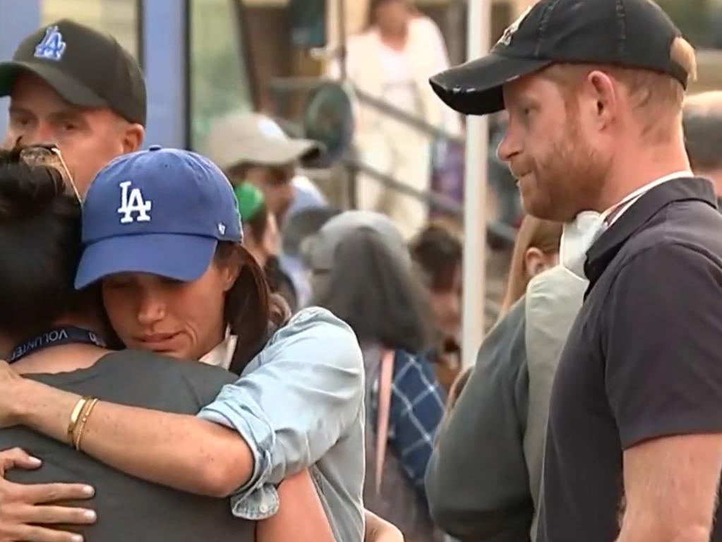 Meghan and Harry met with victims of the Los Angeles fires as the disaster unfolded. Picture: CBS