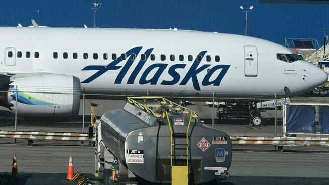 An Alaska Airlines Boeing 737 MAX 9 plane parked on the tarmac at Los Angeles International Airport. Picture: AFP.