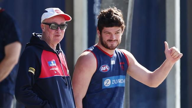 Angus Brayshaw returned to Demons training on Monday. Photo by Michael Klein.