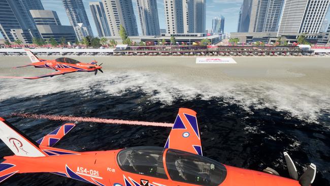 Artist impression of the Pacific Airshow, which will be held over Surfers Paradise beach on the Gold Coast in August 2023