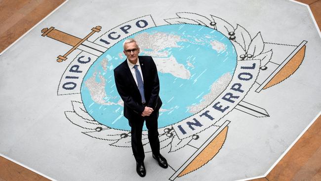 Interpol Secretary-General Jurgen Stock at their headquarters in the southern French city of Lyon. Interpol assisted NSW Police in the arrests. Picture: AFP