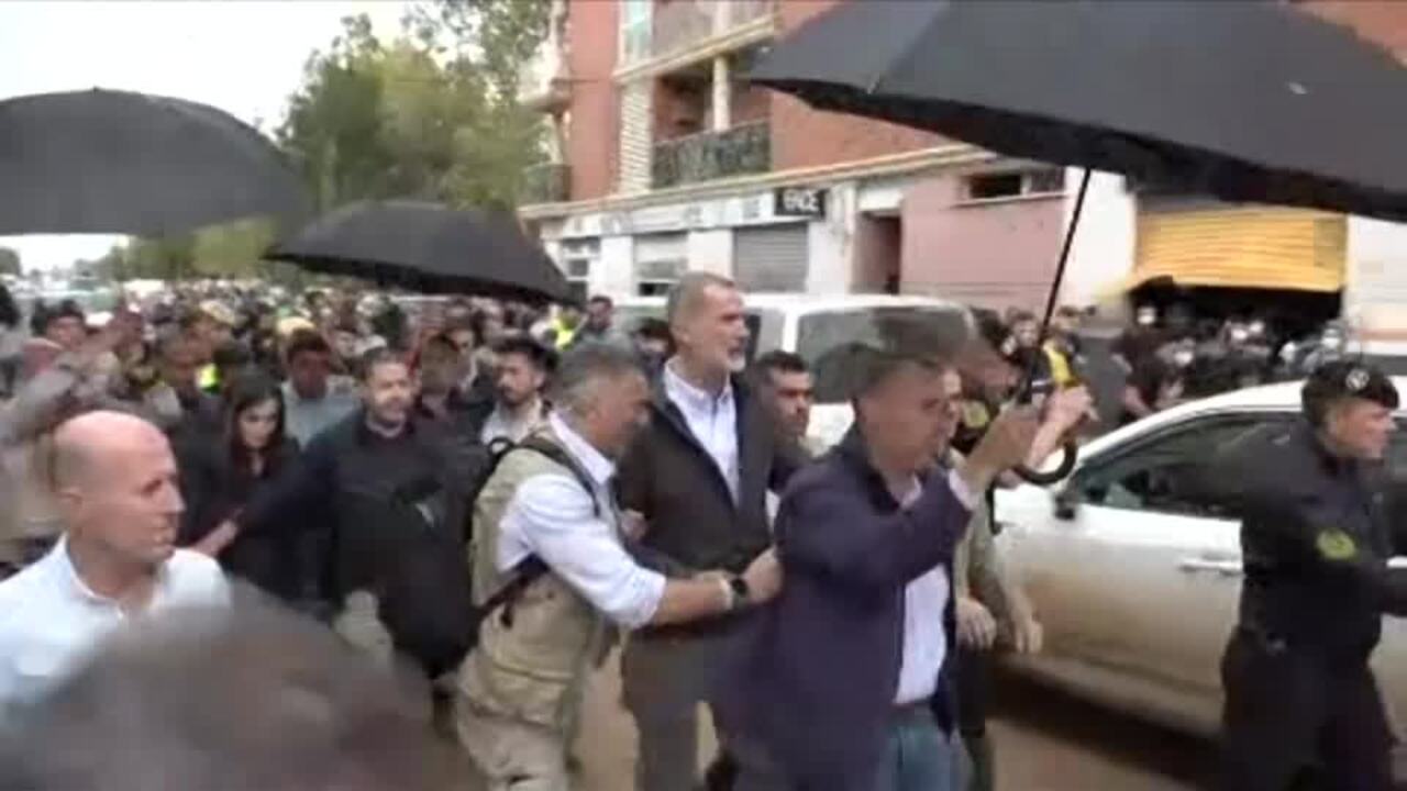 Protests break out as Spanish royals visit flood-hit Valencia