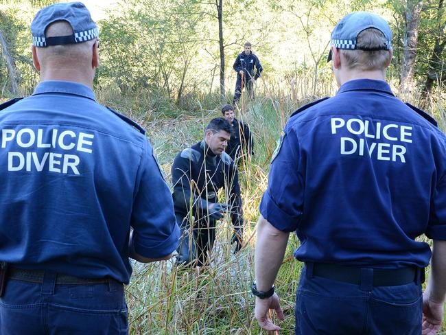 Police divers conducted a search for evidence in relation to missing believed murdered woman Leisl Smith at a Kangy Angy property in 2013.