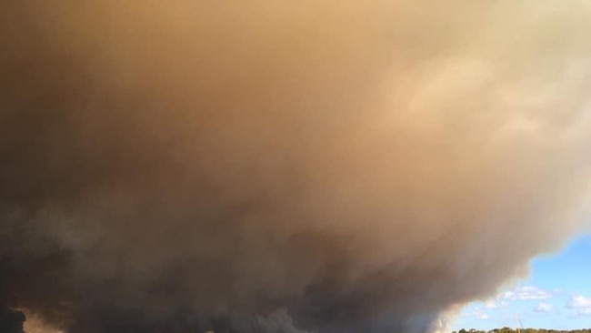 Photos of the fire burning on Fraser Island.