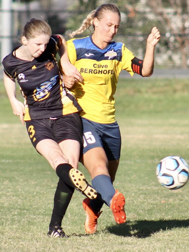 Mudgeeraba captain Ailie Rennie (left). Picture: Kim Woodcock.