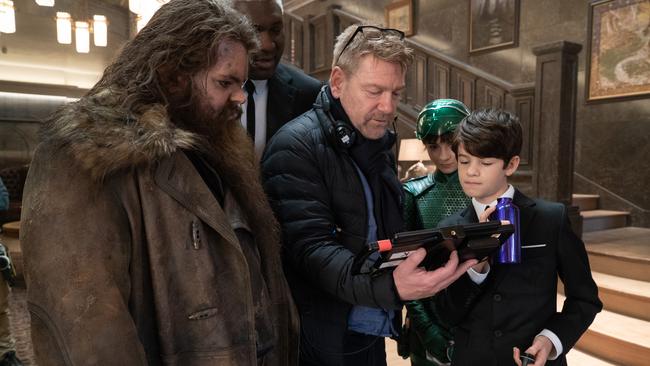 Josh Gad, Kenneth Branagh and Ferdia Shaw behind the scenes on Artemis Fowl.