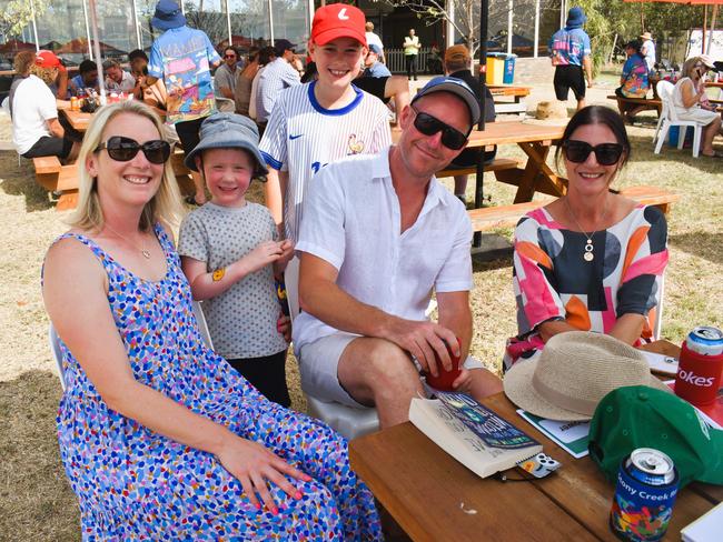 Dani Roberts, Calvin, Billy, Adam Roberts and Caz Gower having an action-packed day at the Ladbrokes Stony Creek Cup on Sunday, March 09, 2025. Picture: Jack Colantuono