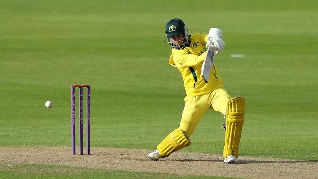 Peter Handscomb drives during Australia A’s clash with Northampton last month. Picture: Getty Images