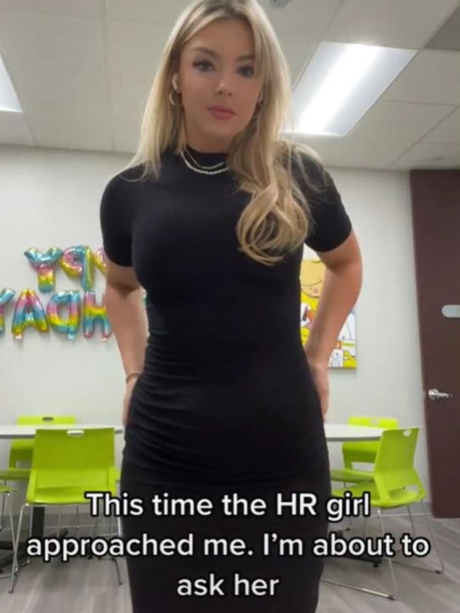 She went viral last year for wearing a dress described as ‘distracting’ by her co-workers. Picture: TikTok/@notmariedee