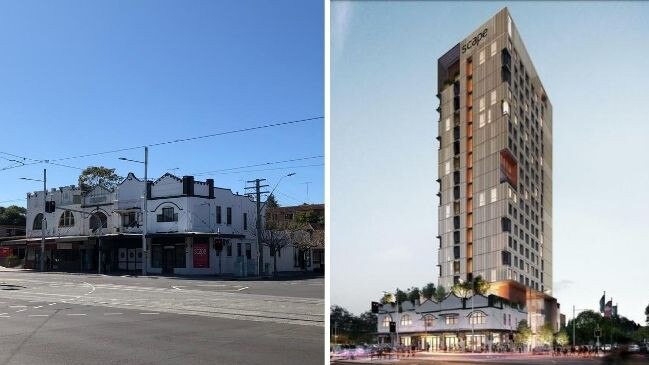 The latest 18-storey tower proposed for 172-180 Anzac Parade, Kensington. Also pictured is the existing building.