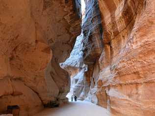 Ancient Petra, in Jordan's south, is one of the seven new wonders of the world. This narrow siq has been cut through deep rock as the entrance to the former trading city. Photo: Rae Wilson. Picture: Rae Wilson