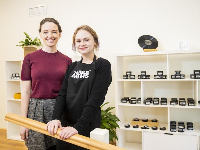 Enterprise supporter Matilda Moylan-Blaikie with TroubleSmiths volunteer Ellie Ransom. Picture: RICHARD JUPE