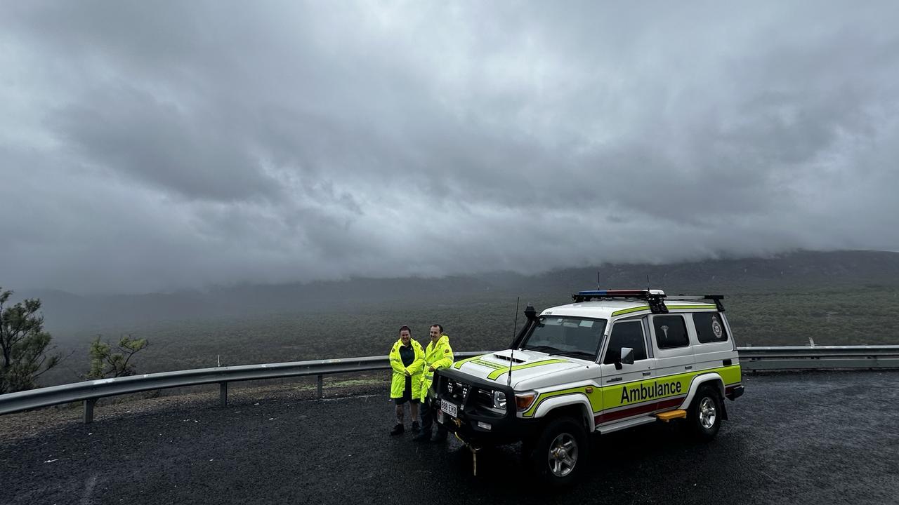 Queensland Ambulance staff between Hope Vale and Cairns. Photo: Queensland Ambulance Service Facebook