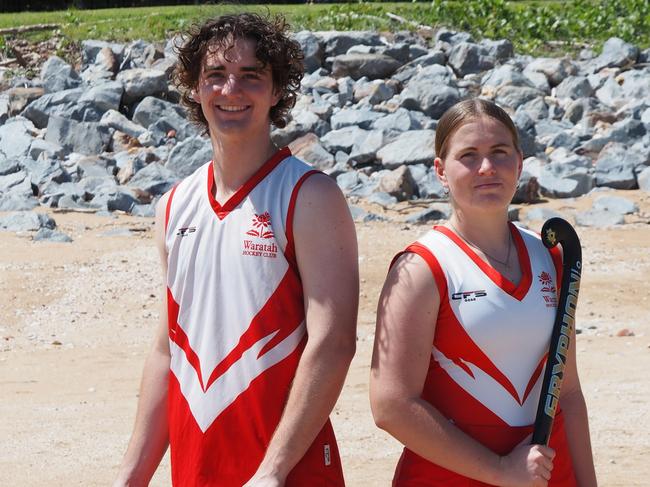 Waratahs' Aidan Abel and Phoebe Wiltshire. Picture: Hockey NT.