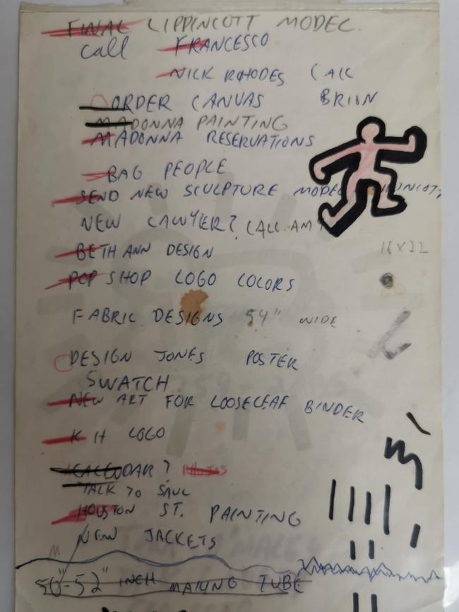 One of Keith Haring’s to-do lists.