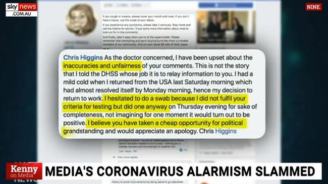 Dr Chris Higgins' response to the Victorian health minister's comments.