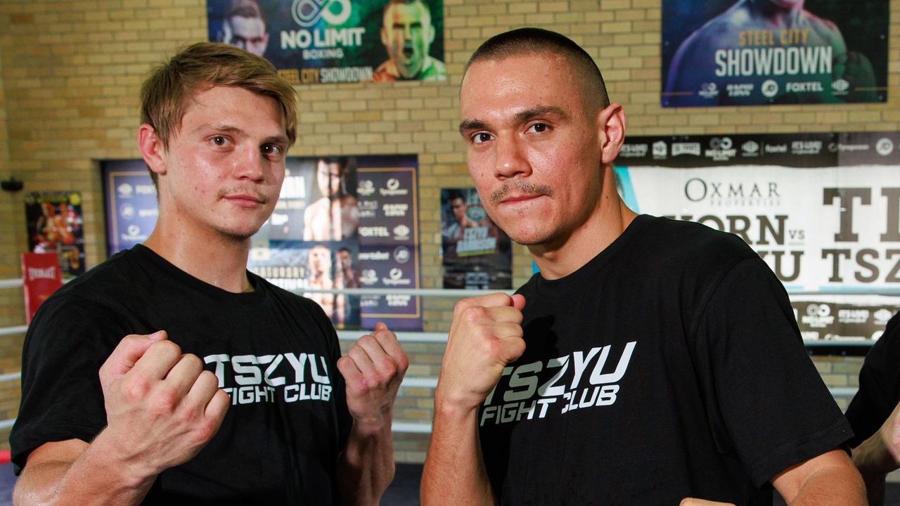 Weekend Telegraph. 12, January, 2024. Nikita and Tim Tzyu with Joel Cameliri, at Tszyu Fight Club, Rockdale, today. Picture: Justin Lloyd.