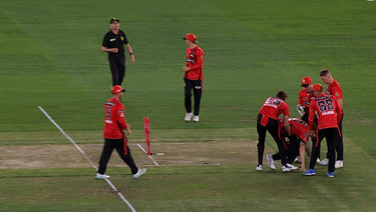 Renegades skipper NicMaddinson goes down.